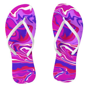 Personalized Pink and Purple Marble Swirls Flip Flops