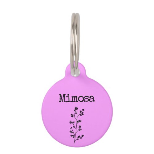 Personalized Pink and Purple Mimosa Flower Pet ID Tag