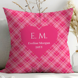 Personalized Pink and Red Hearts Valentine Love   Throw Pillow