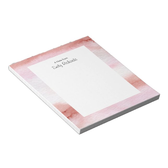 Personalized pink and rust watercolor Notepad (Angled)