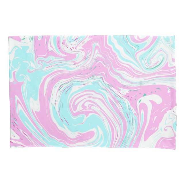 Personalized Pink and Teal Marble Swirl Fluid Art  Pillow Case (Front)