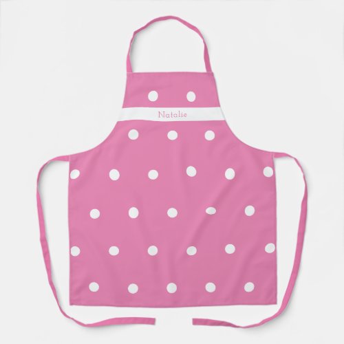 Personalized Pink and White Polka Dot Apron