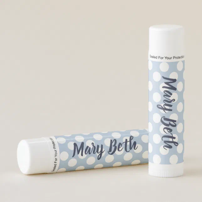 Personalized Pink and White Polka Dot Lip Balm Zazzle