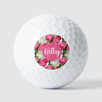 Personalized Pink and White Rose Floral for Her 