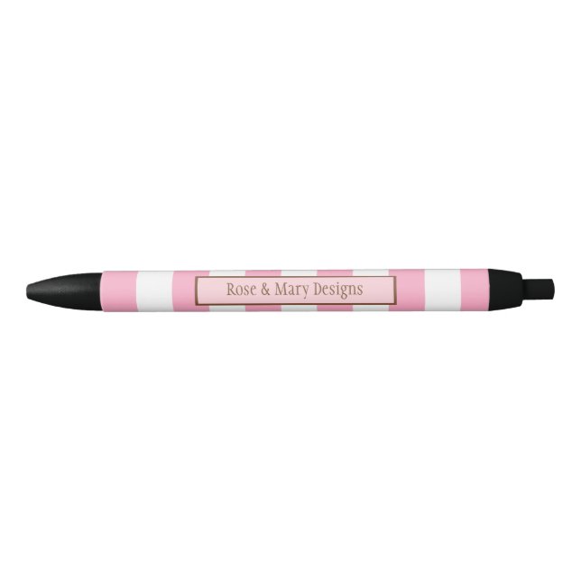 Personalized Pink and White Striped Pen (Front)