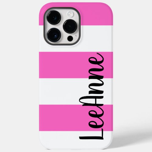 Personalized Pink and White Striped Phone Case