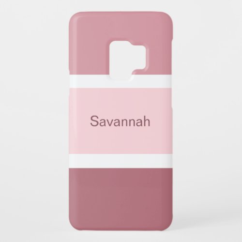Personalized Pink And White Stripes Modern Case_Mate Samsung Galaxy S9 Case