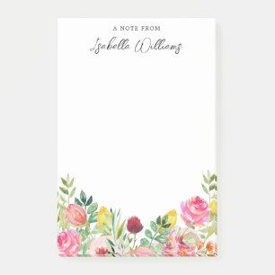 Personalized Pink and Yellow Wildflower Post-it Notes