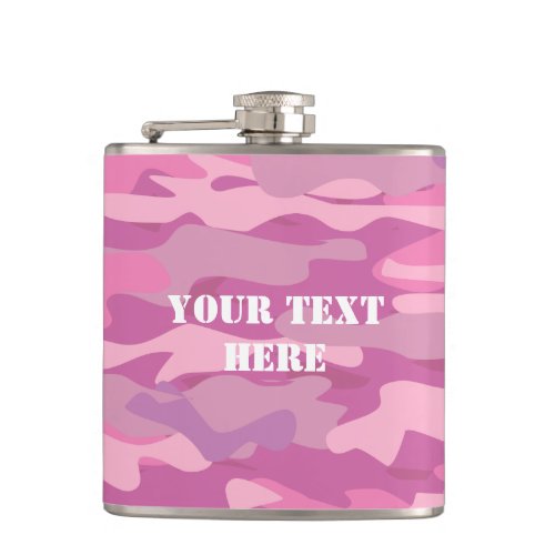 Personalized pink army Camouflage drink flask