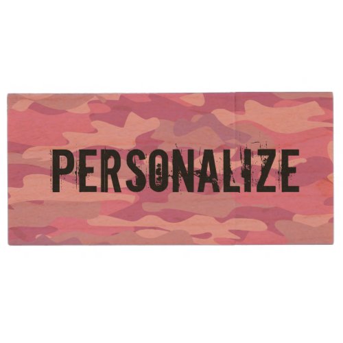 Personalized pink army camouflage USB pen drive