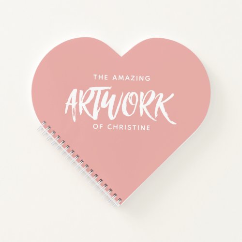 Personalized Pink Artist Heart Sketchbook Notebook