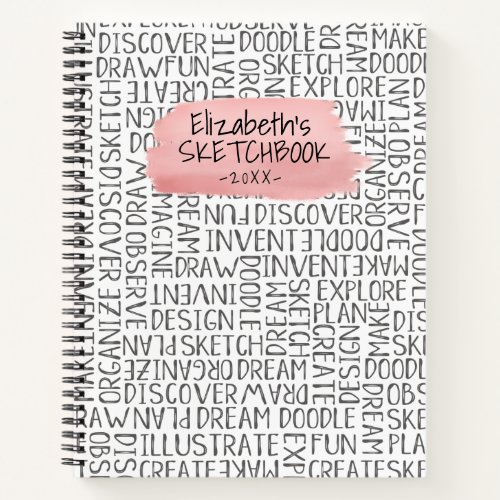 Personalized Pink Artist Sketchbook Notebook