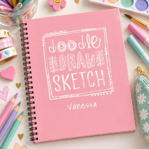 Personalized Pink Artist Sketchbook with Name Notebook