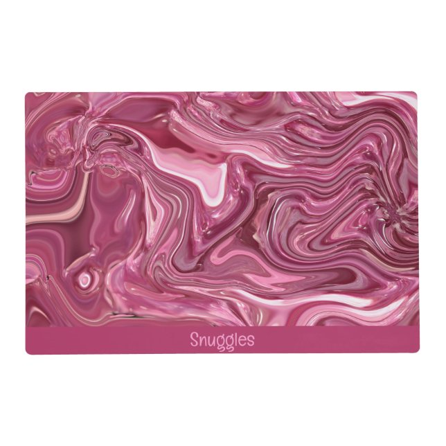 Personalized Pink Artistic Pattern Pet Feeding Placemat (Front)