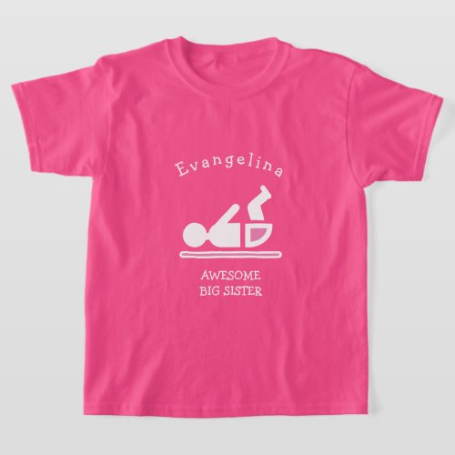 Personalized Pink AWESOME BIG SISTER T_Shirt
