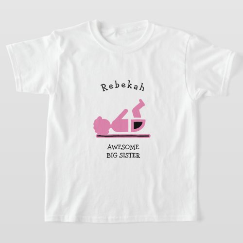 Personalized Pink Baby Afro AWESOME BIG SISTER T_Shirt