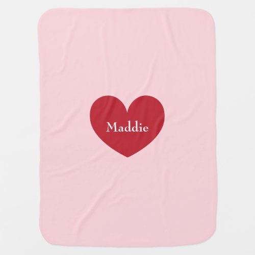 Personalized pink baby blanket with name in heart