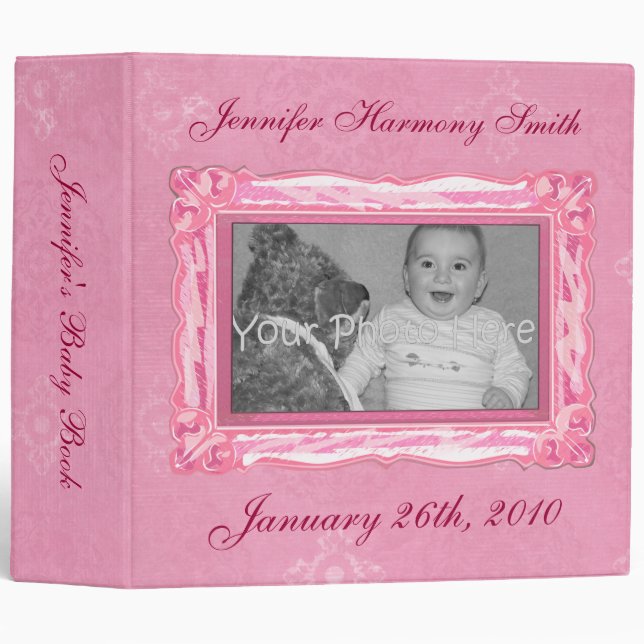 Personalized Pink Baby Book Binder (Front/Spine)