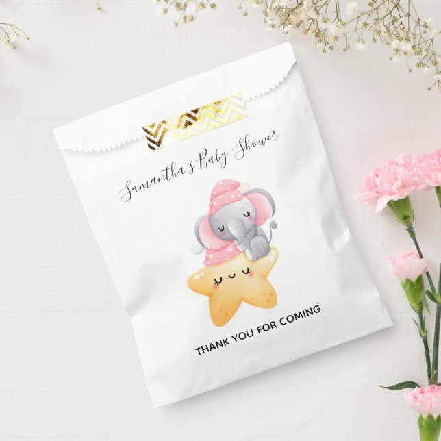 Personalized Pink Baby Elephant Baby Shower  Favor Bag (Sealed)
