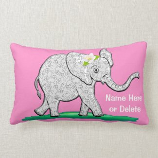 Personalized Pink Baby Elephant Pillows Your Color