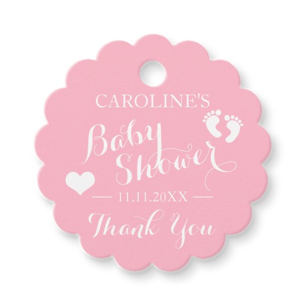 Personalized Pink Baby Feet Girl Baby Shower Favor Tags Custom Products