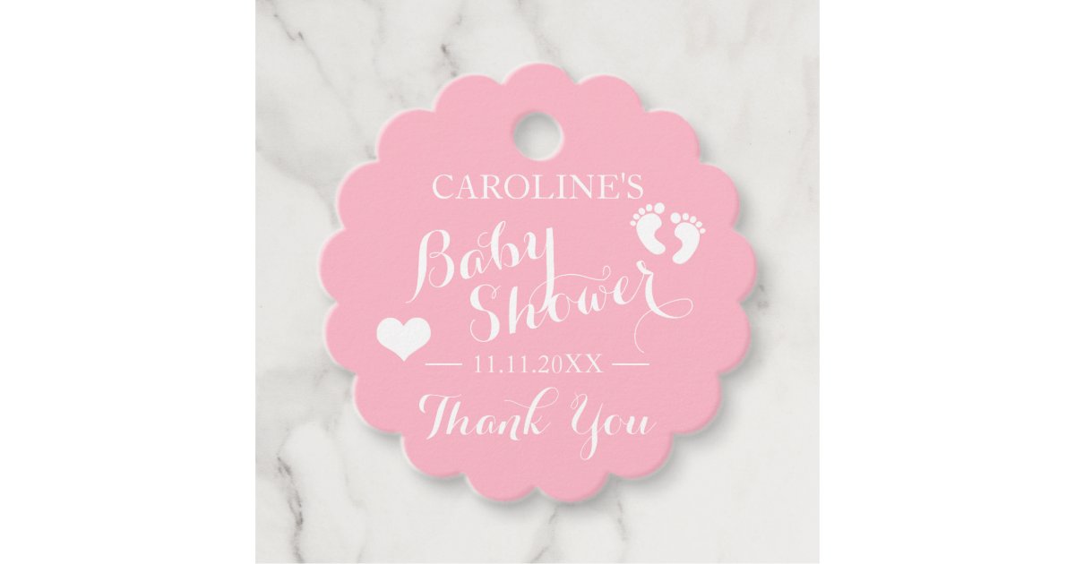 Personalized Pink Baby Feet Girl Baby Shower Favor Tags