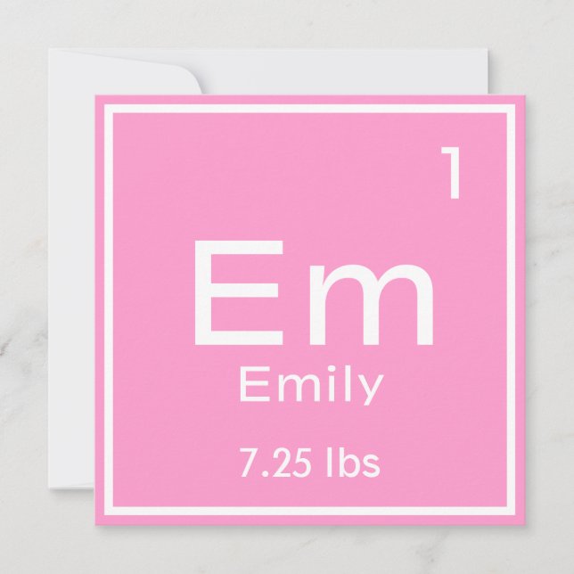 Personalized Pink Baby Girl Element Announcement (Front)