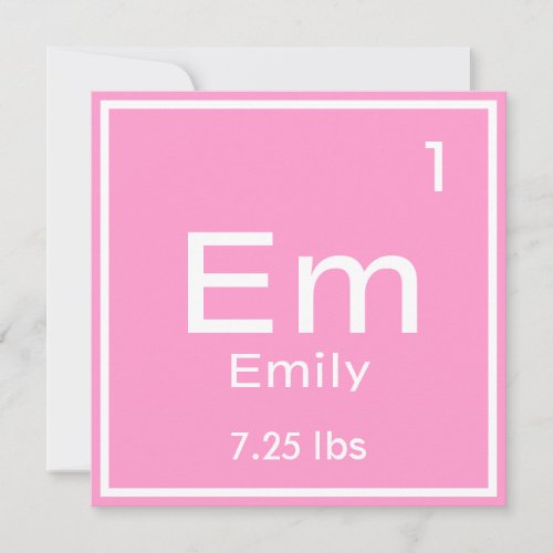 Personalized Pink Baby Girl Element Announcement