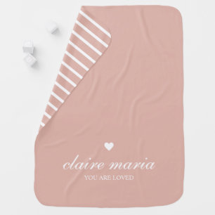 Personalized Pink Baby Girl Heart Blanket