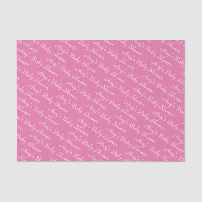 Personalized Pink Baby Shower Tiled  Tissue Paper (Front)
