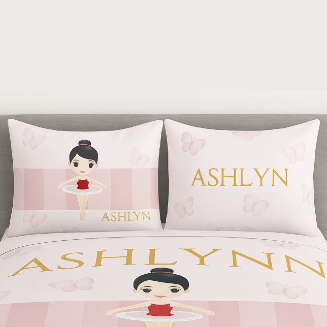 Personalized Pink Ballerina & Butterfly Pillow Case (Creator Uploaded)