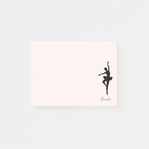 Personalized Pink Ballerina Dance Silhouette Post_it Notes