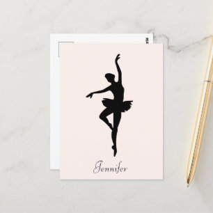Personalized Pink Ballerina Dance Silhouette Postcard