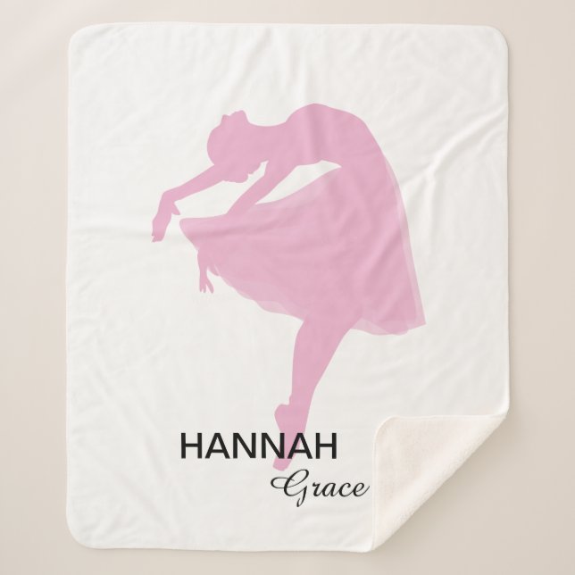 Personalized Pink Ballerina Dancer Sherpa Blanket (Front)