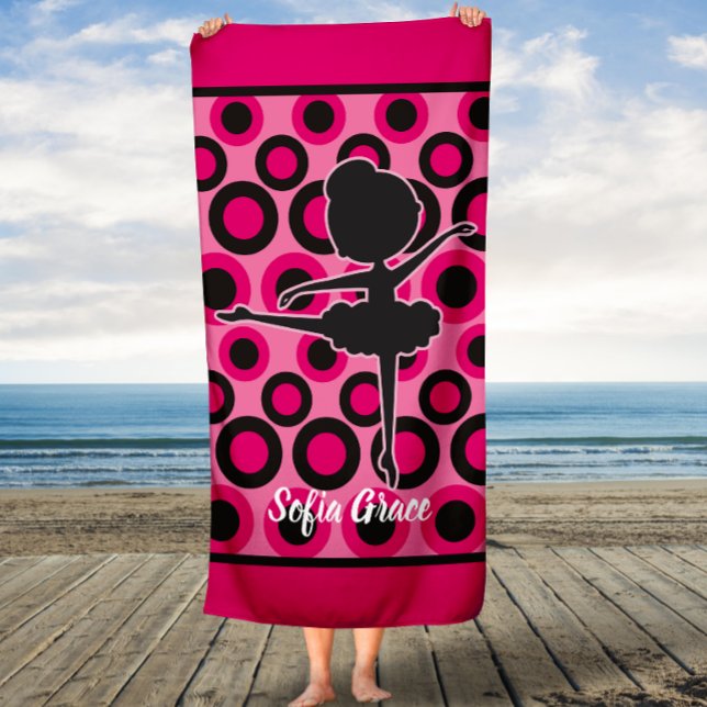 Personalized Pink Ballerina Kid's Bath Towel (Creator Uploaded)