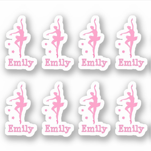 personalized pink ballerina sticker (Front)