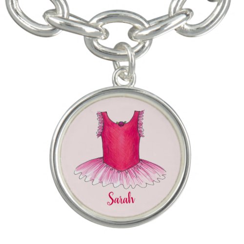 Personalized Pink Ballerina Tutu Ballet Dance Gift Bracelet