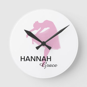 Personalized Pink Ballerina Wall Clock