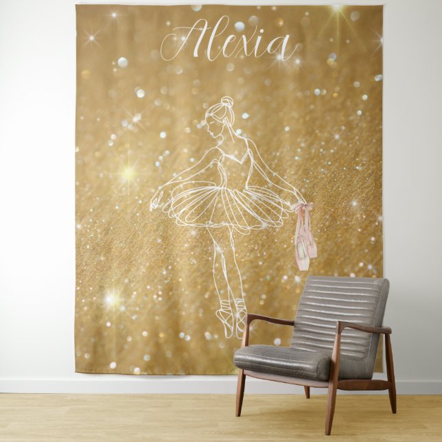 Personalized Pink Ballet Dance Studio Backdrop (In Situ)