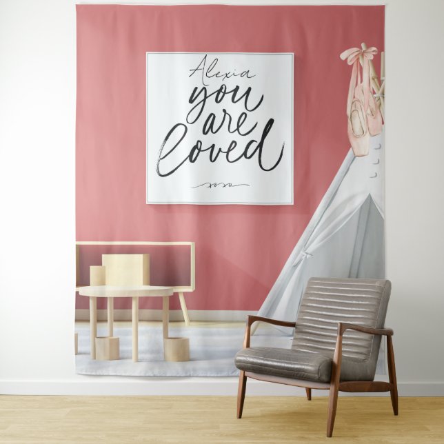 Personalized Pink Ballet Dance Studio Backdrop (In Situ)