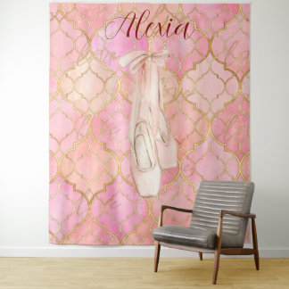 Personalized Pink Ballet Dance Studio Backdrop