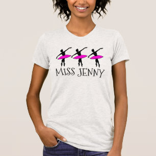 Personalized Pink Ballet Dance Teacher Ballerina T-Shirt