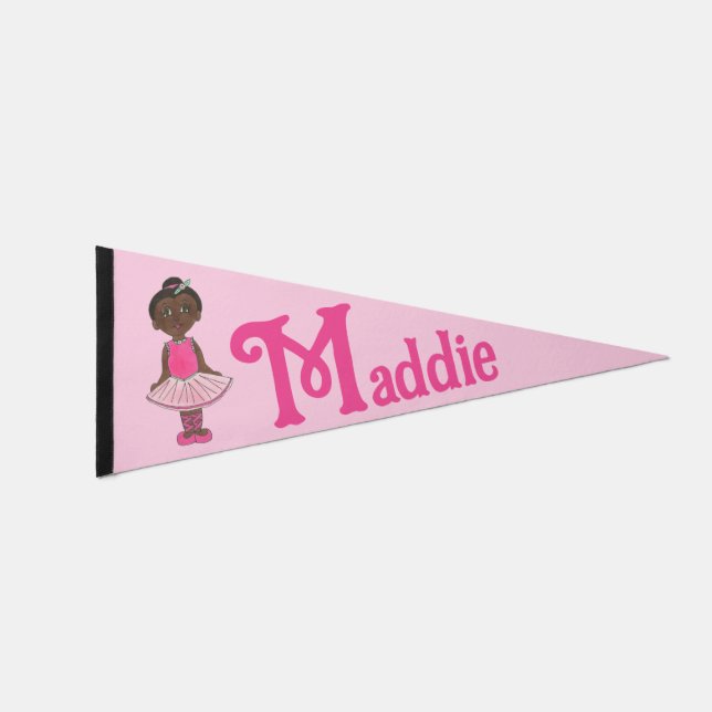 Personalized Pink Ballet Dancer Tutu Ballerina Pennant Flag (Front)