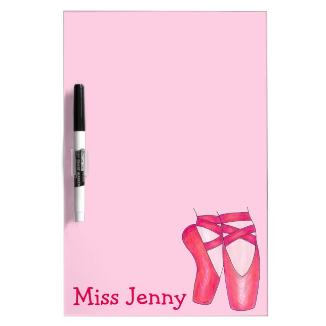 Personalized Pink Ballet Pointe Dance Teacher Gift Dry-Erase Board (Front)