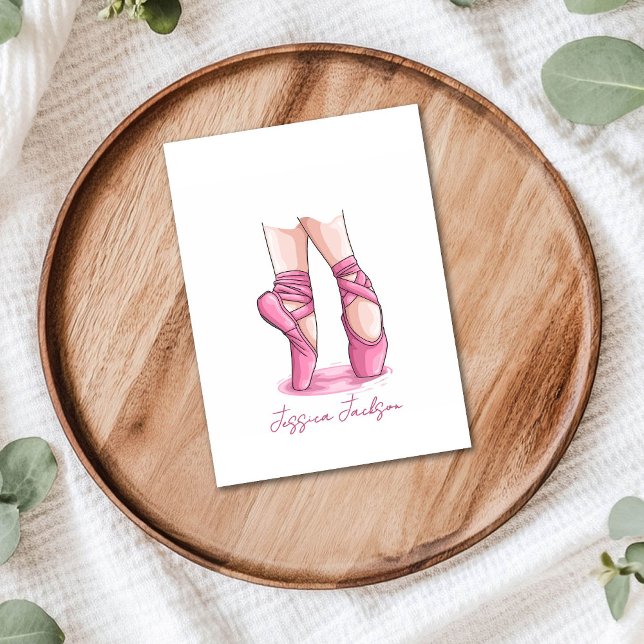 Personalized Pink Ballet Pointe Note Card (Creator Uploaded)