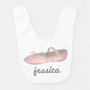 Personalized Pink Ballet Shoe Ballerina Dance Gift Bib