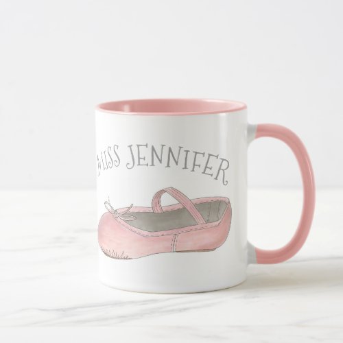 Personalized Pink Ballet Shoe Dance Studio Teacher Mug