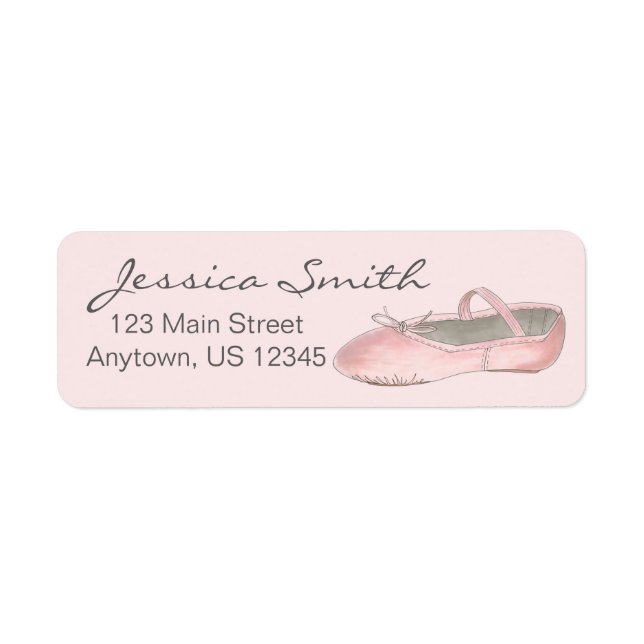 Personalized Pink Ballet Slipper Ballerina Dance Label (Front)