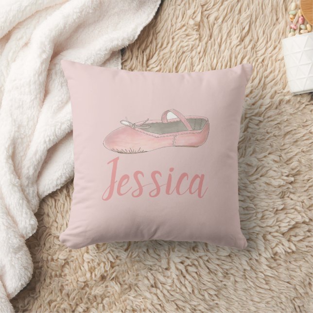 Personalized Pink Ballet Slipper Shoe Dance Pillow (Blanket)