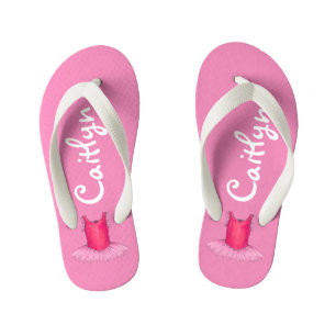 Personalized Pink Ballet Tutu Ballerina Dance Gift Kid's Flip Flops